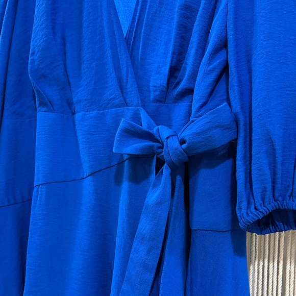 Alex Marie Royal Blue Wrap-Dress with 3/4 Sleeve - Picture 4 of 12